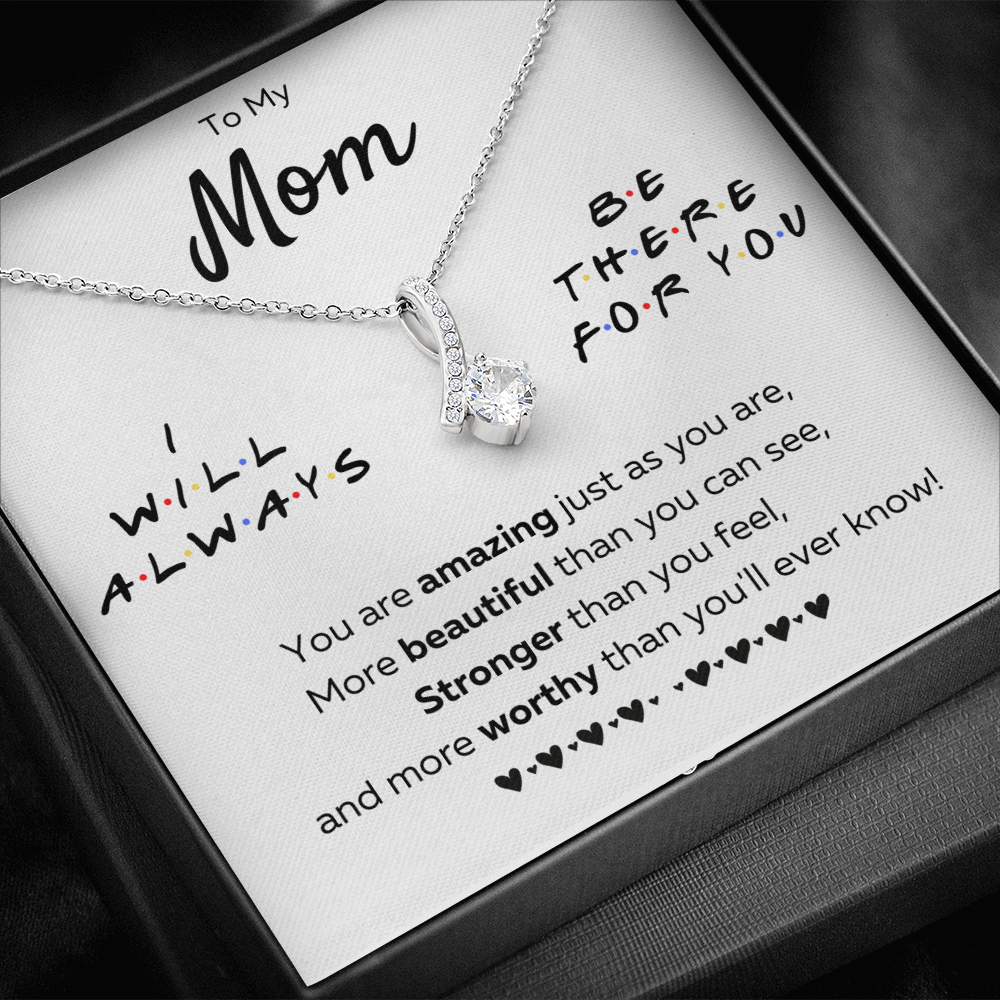 Mother birthday gift from daughter on Mothers Day Heart Pendant Alluring Necklace I Love You Mom Gifts with Message Card and Gift Box - ON CLOUD NINE GIFTS