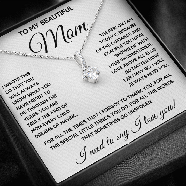 Birthday gift for mom heart jewelry from son on Mothers Day sentimental I Love You gifts Alluring Beauty Necklace with Message Card and Gift Box - ON CLOUD NINE GIFTS