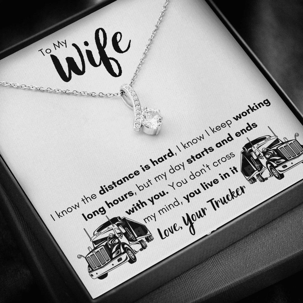 TO MY WIFE "LOVE, YOUR TRUCKER" ALLURING BEAUTY NECKLACE GIFT SET - ON CLOUD NINE GIFTS