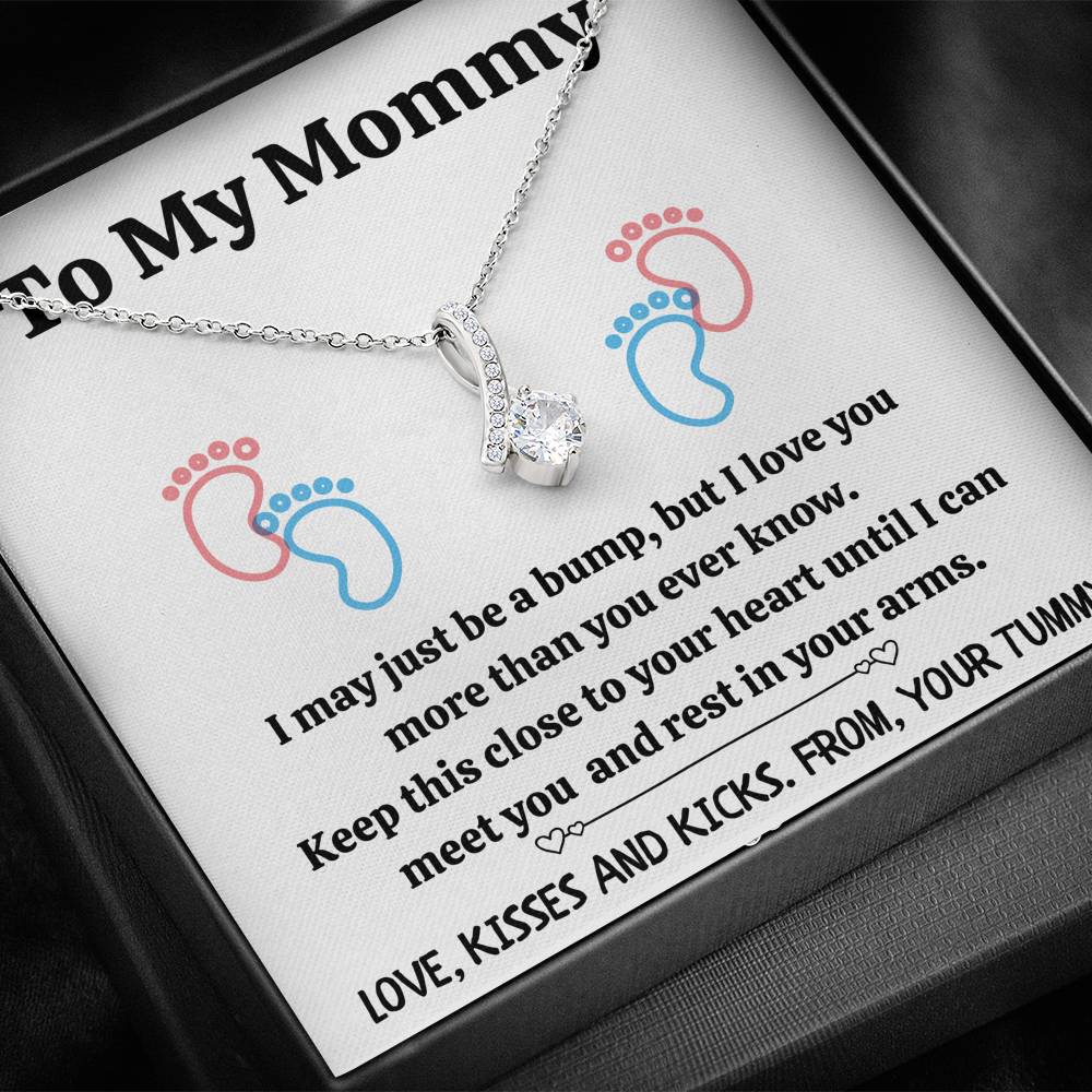 TO MY MOMMY "BABY FEET - WHITE" ALLURING BEAUTY NECKLACE GIFT SET - ON CLOUD NINE GIFTS