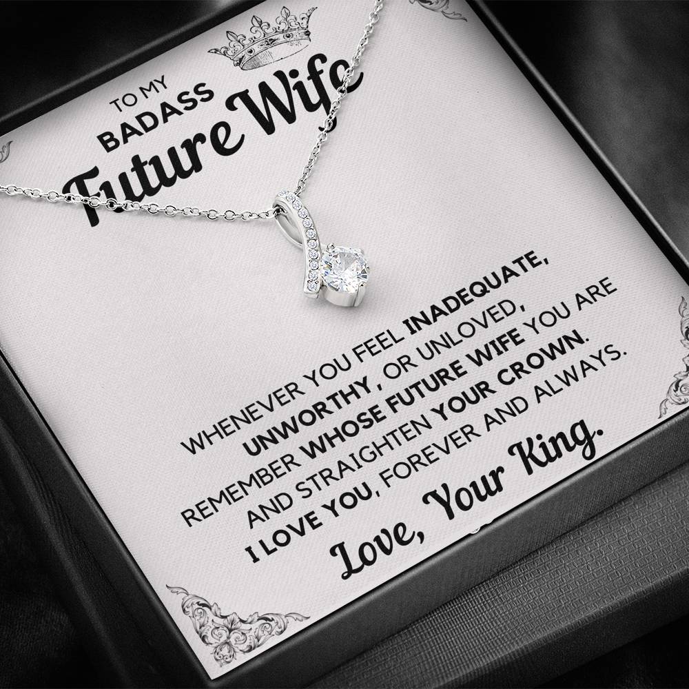 TO MY BADASS FUTURE WIFE CROWN ALLURING BEAUTY NECKLACE GIFT SET - ON CLOUD NINE GIFTS