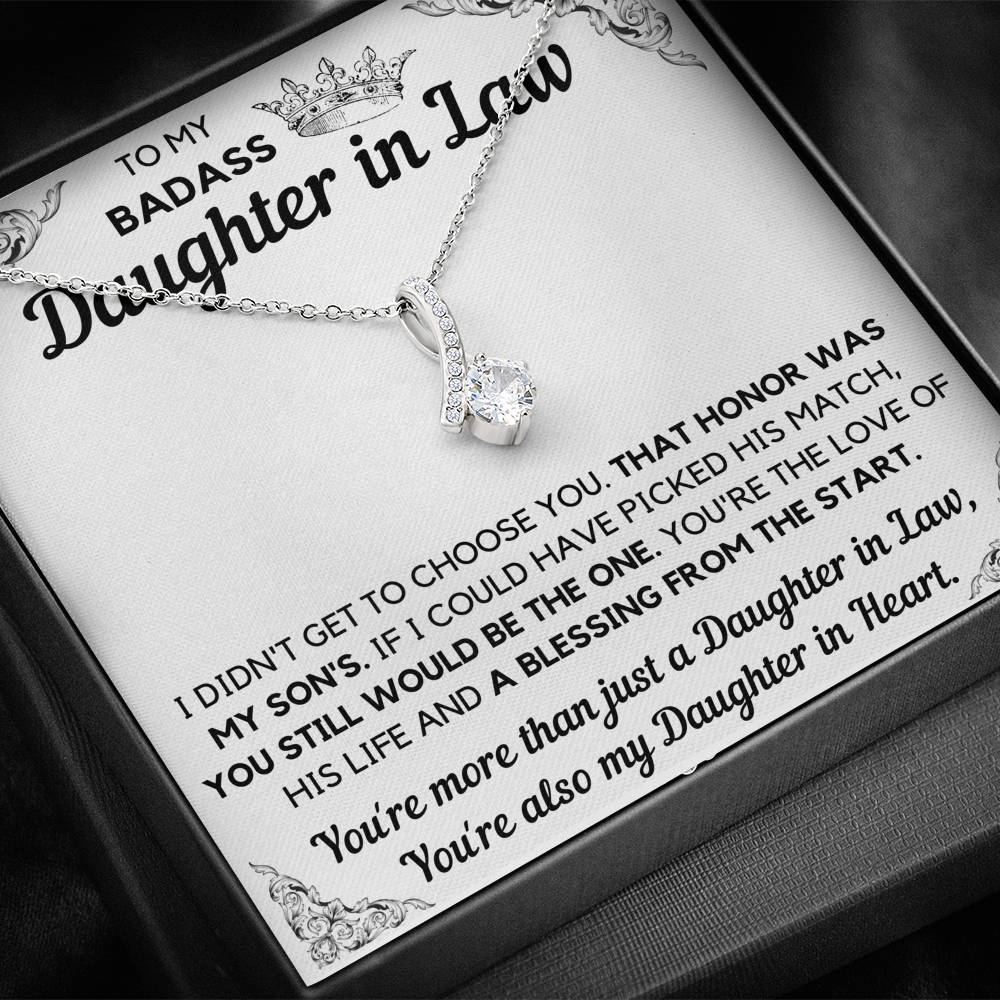 TO MY BADASS DAUGHTER-IN-LAW HONOR ALLURING BEAUTY NECKLACE GIFT SET - ON CLOUD NINE GIFTS
