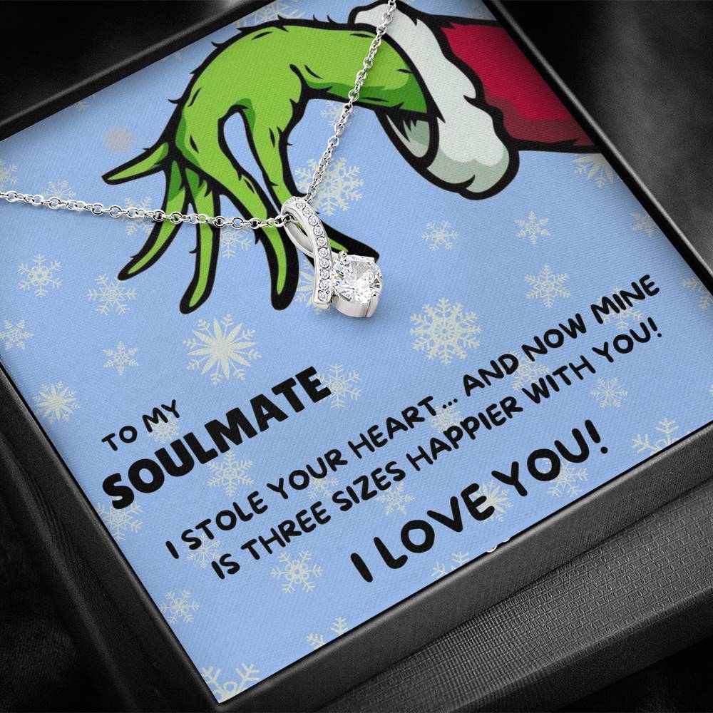 TO MY SOULMATE "THREE SIZES HAPPIER - SNOW" ALLURING BEAUTY NECKLACE GIFT SET - ON CLOUD NINE GIFTS