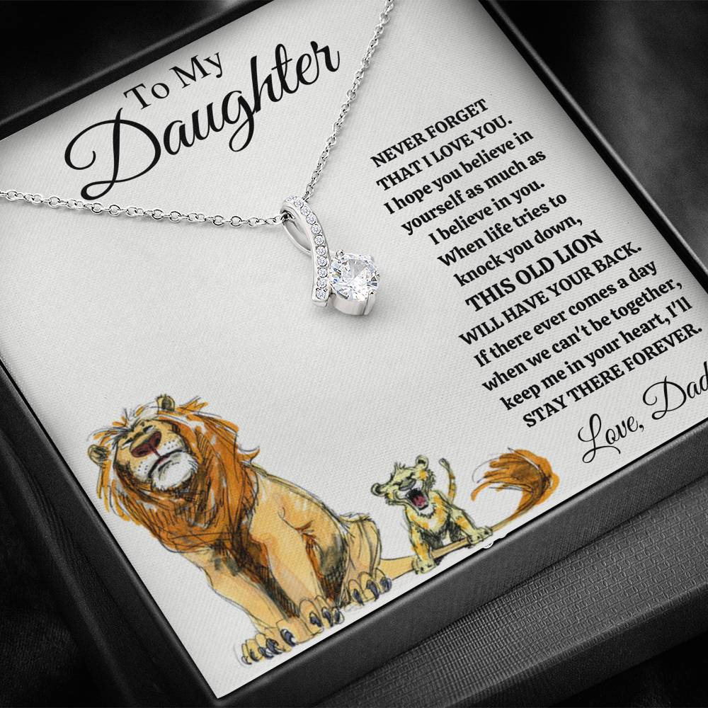 TO MY DAUGHTER "THIS OLD LION - DRAWING" ALLURING BEAUTY NECKLACE GIFT SET - ON CLOUD NINE GIFTS