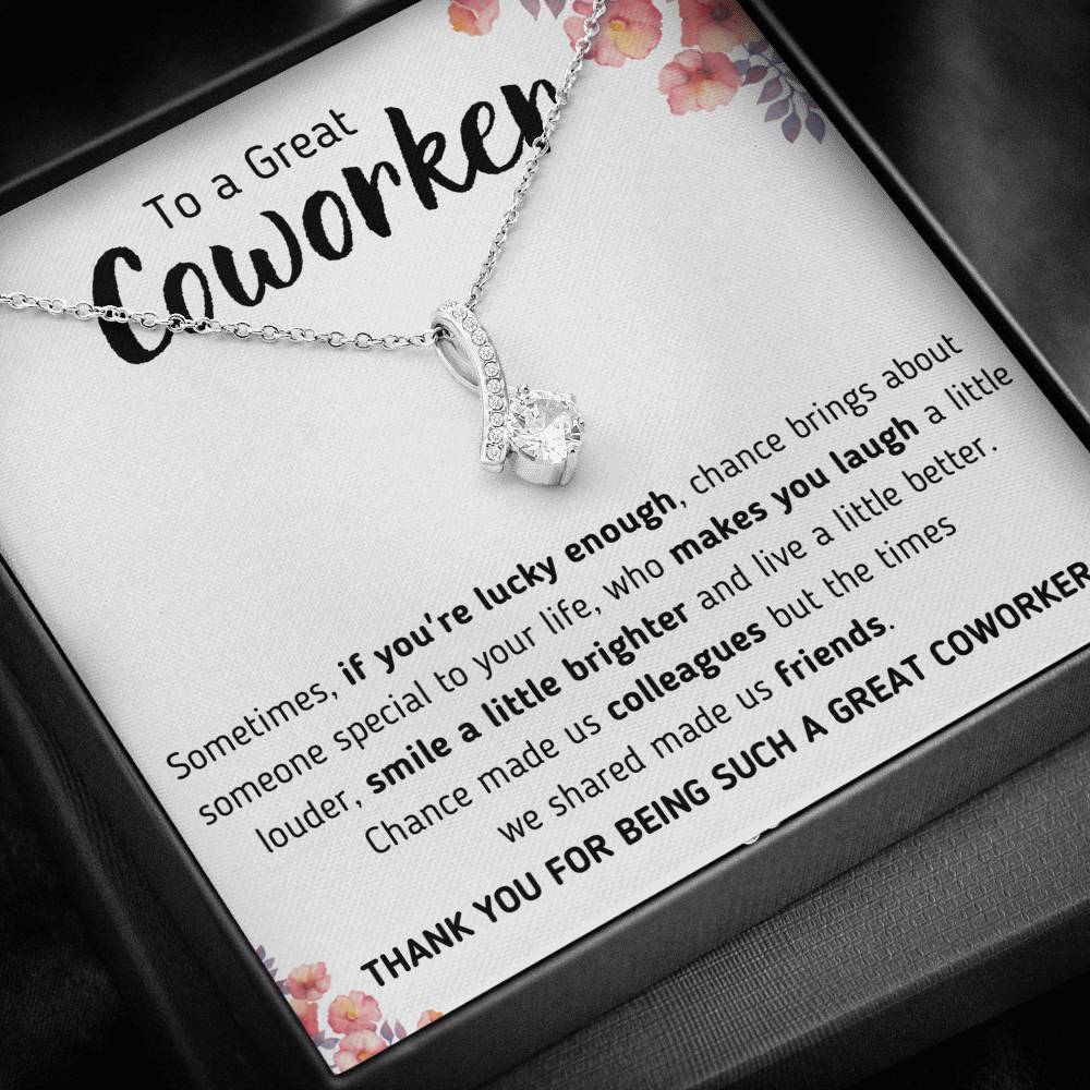 TO A GREAT COWORKER "A LITTLE BETTER" ALLURING BEAUTY NECKLACE GIFT SET - ON CLOUD NINE GIFTS
