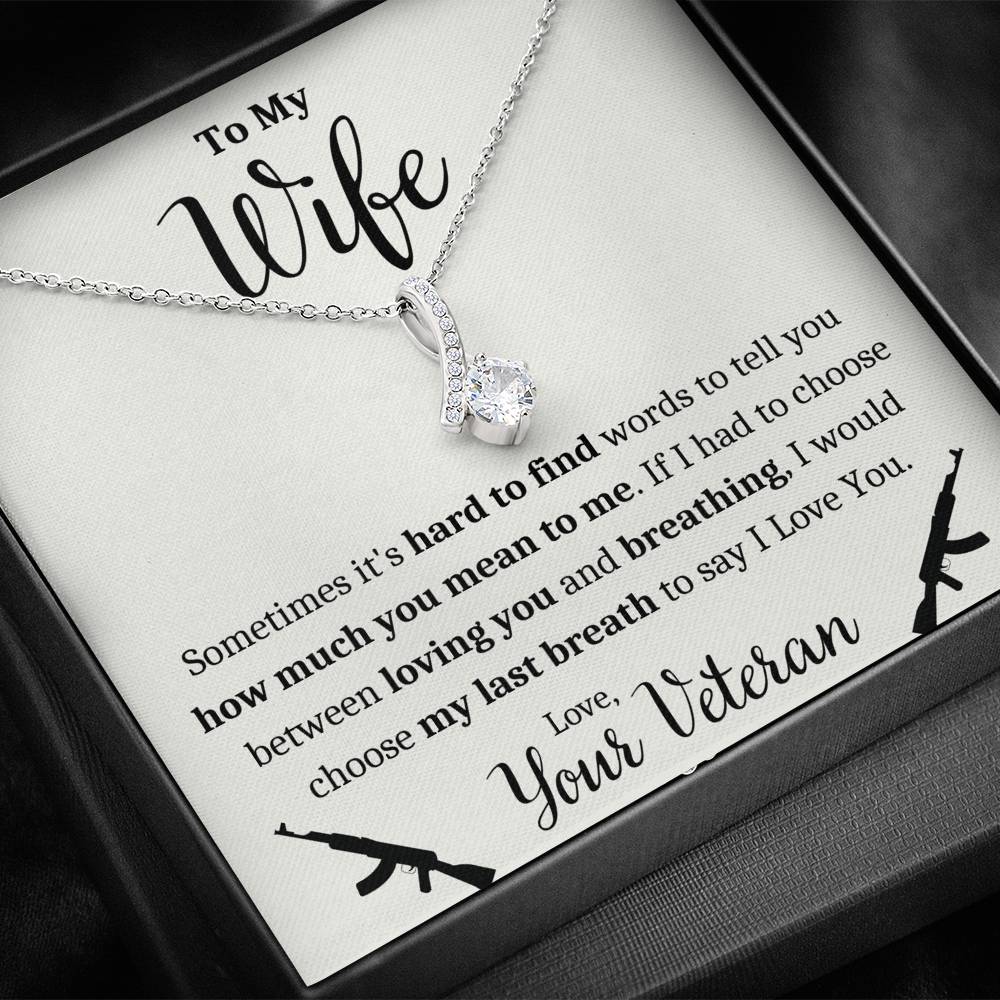 TO MY WIFE "VETERAN - BREATHING" ALLURING BEAUTY NECKLACE GIFT SET - ON CLOUD NINE GIFTS