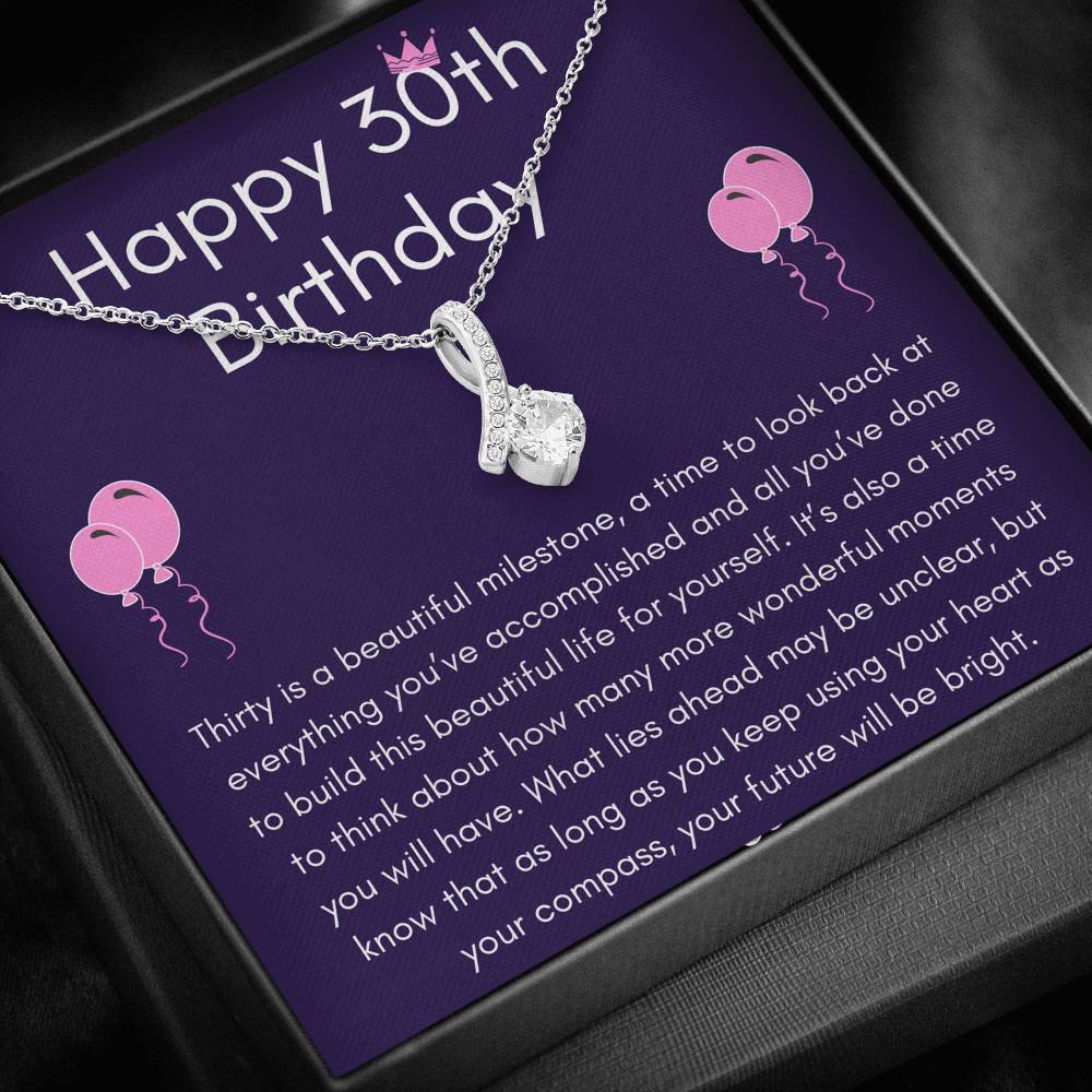 HAPPY 30TH BIRTHDAY "THIRTY IS A BEAUTIFUL MILESTONE" ALLURING BEAUTY NECKLACE GIFT SET - ON CLOUD NINE GIFTS