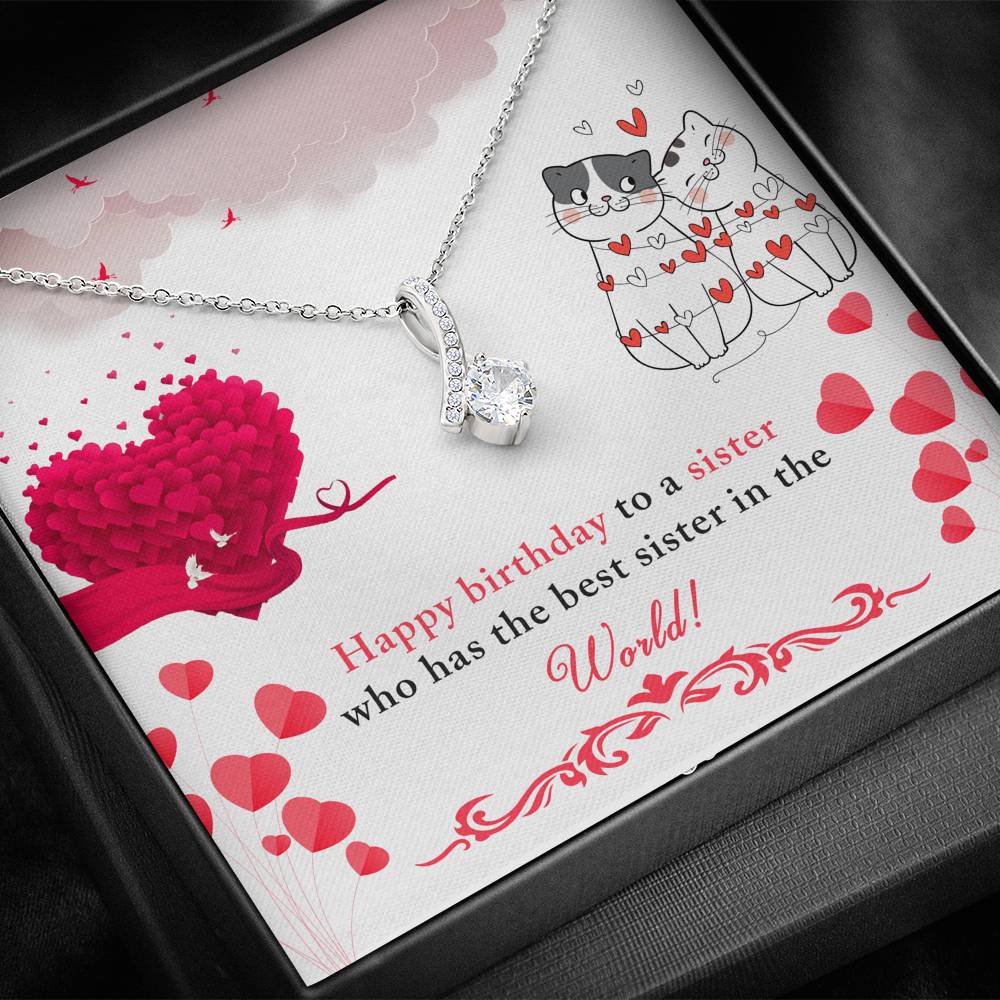 TO MY SISTER "BEST IN THE WORLD" ALLURING BEAUTY NECKLACE BIRTHDAY GIFT SET - ON CLOUD NINE GIFTS
