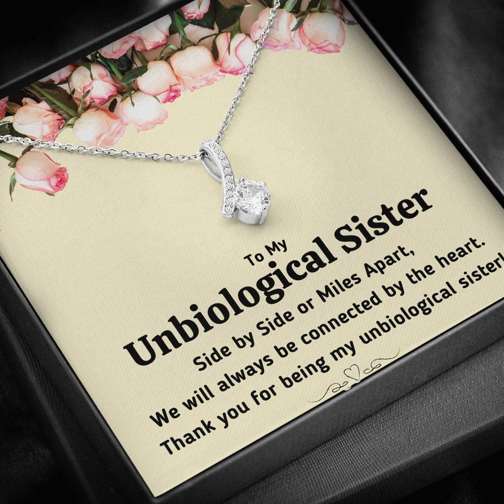 TO MY UNBIOLOGICAL SISTER "CONNECTED BY THE HEART" ALLURING BEAUTY NECKLACE GIFT SET - ON CLOUD NINE GIFTS