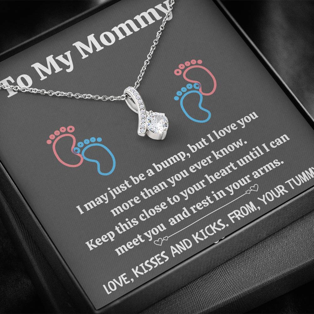 TO MY MOMMY "BABY FEET - GRAY" ALLURING BEAUTY NECKLACE GIFT SET - ON CLOUD NINE GIFTS