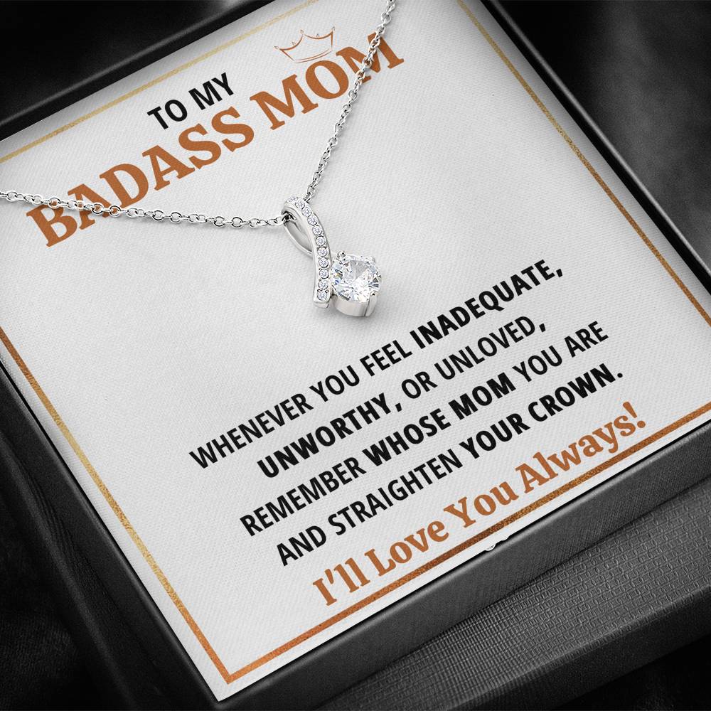 TO MY BADASS MOM CROWN ALLURING BEAUTY NECKLACE GIFT SET - ON CLOUD NINE GIFTS