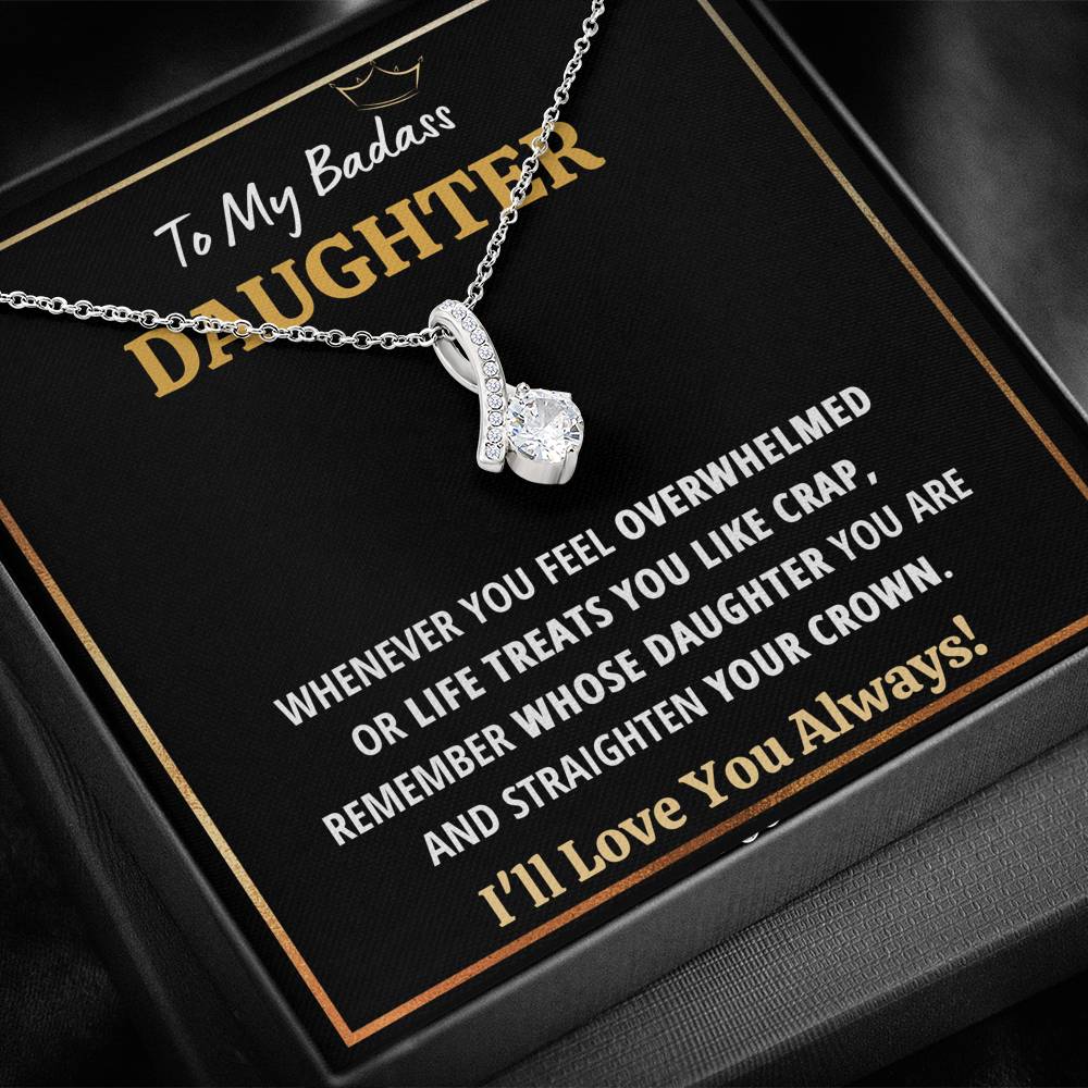 TO MY BADASS DAUGHTER "CRAP - BLACK" ALLURING BEAUTY NECKLACE GIFT SET - ON CLOUD NINE GIFTS