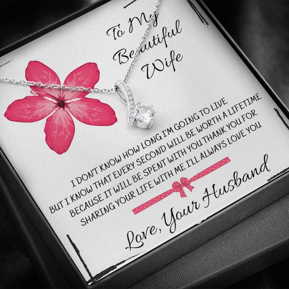 TO MY BEAUTIFUL WIFE "EVERY SECOND" ALLURING BEAUTY NECKLACE GIFT SET - ON CLOUD NINE GIFTS