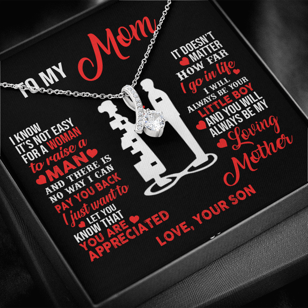 Birthday gift for mom heart jewelry from son on Mothers Day sentimental I Love You gifts Alluring Beauty Necklace with Message Card and Gift Box - ON CLOUD NINE GIFTS