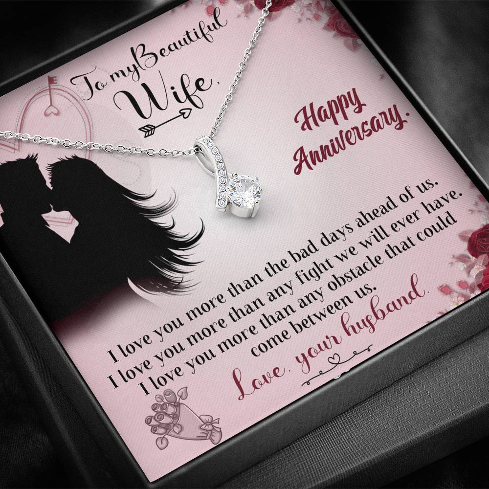 TO MY BEAUTIFUL WIFE "ANY FIGHT" ALLURING BEAUTY NECKLACE ANNIVERSARY GIFT SET - ON CLOUD NINE GIFTS