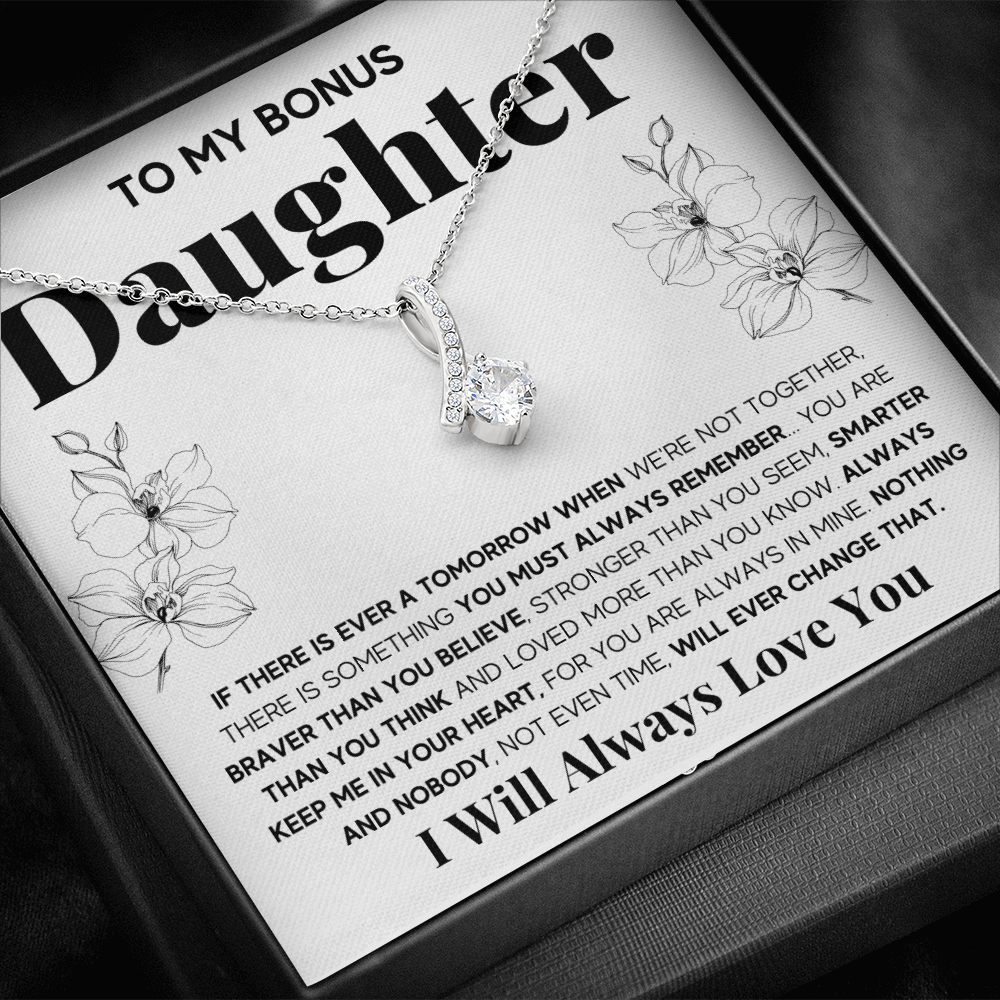 To my bonus daughter necklace, bonus daughter necklace from stepdad, step daughter necklace, step daughter from mom - ON CLOUD NINE GIFTS