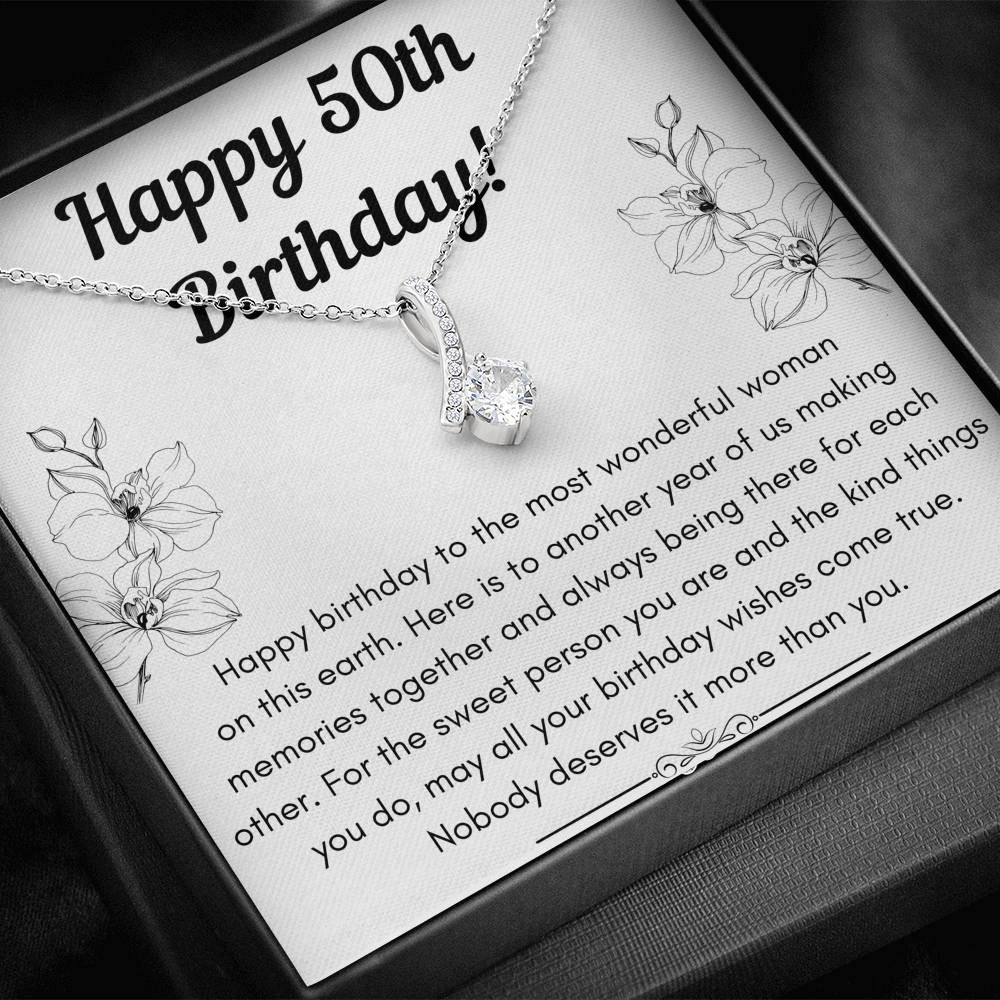 HAPPY 50TH BIRTHDAY ALLURING BEAUTY NECKLACE GIFT SET - ON CLOUD NINE GIFTS