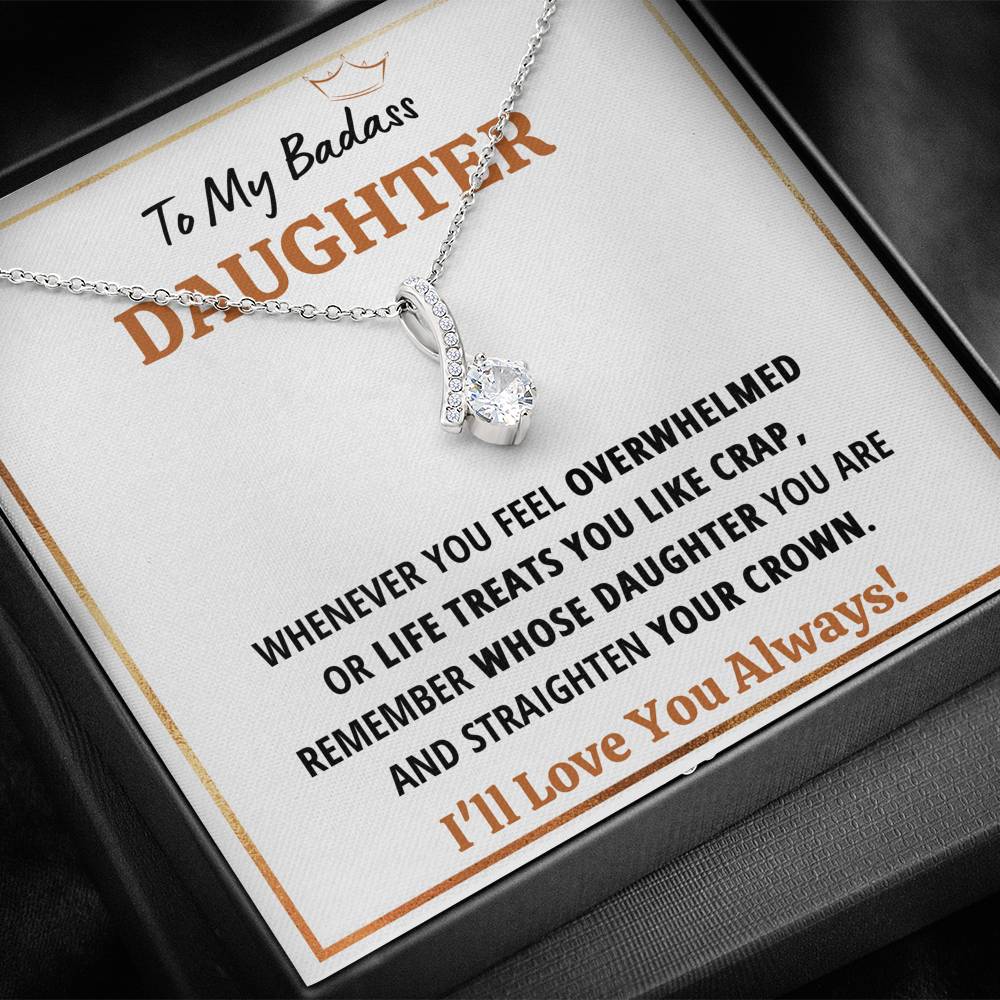 TO MY BADASS DAUGHTER "CRAP - WHITE" ALLURING BEAUTY NECKLACE GIFT SET - ON CLOUD NINE GIFTS