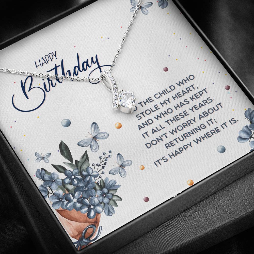 TO MY DAUGHTER "STOLE MY HEART" ALLURING BEAUTY NECKLACE BIRTHDAY GIFT SET - ON CLOUD NINE GIFTS