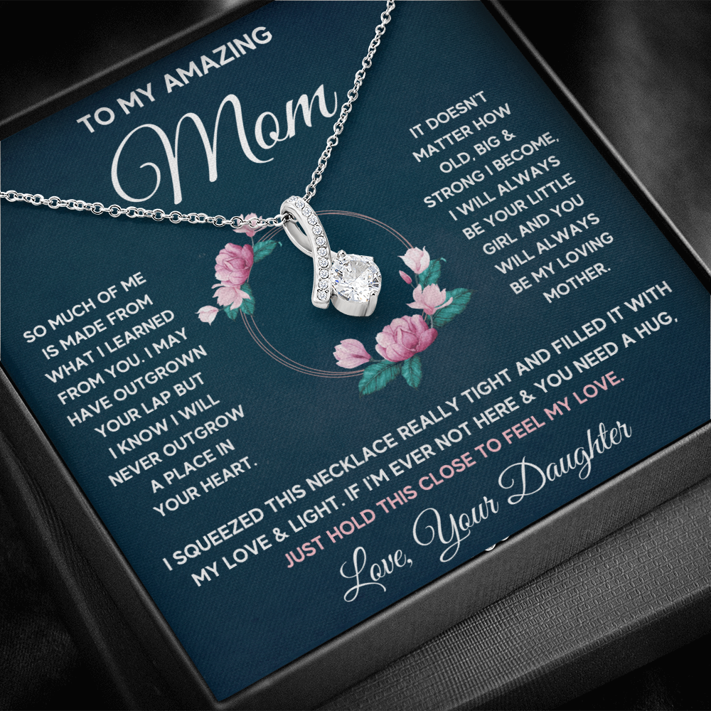 Mother birthday gift from daughter on Mothers Day Heart Pendant Alluring Necklace I Love You Mom Gifts with Message Card and Gift Box - ON CLOUD NINE GIFTS