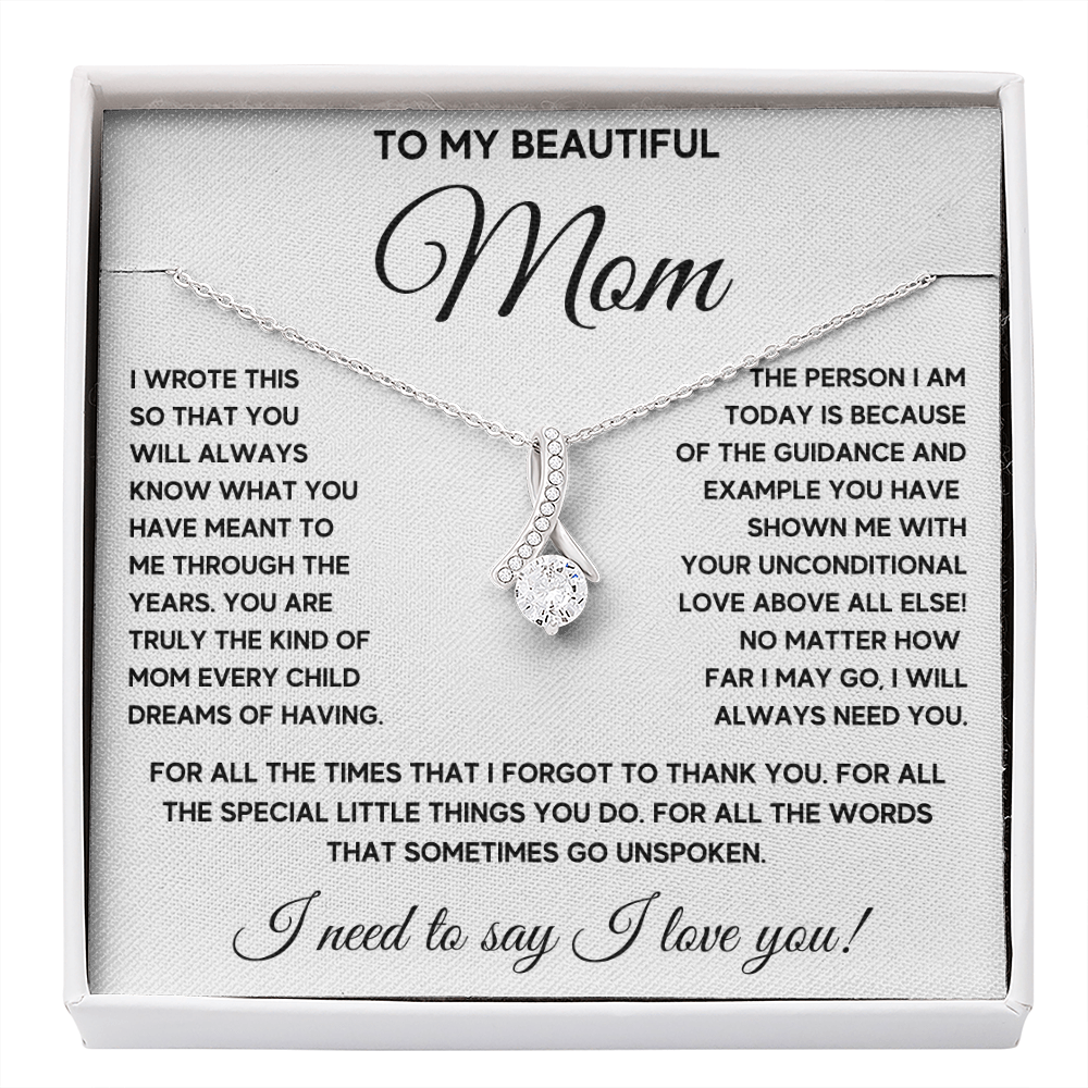 Birthday gift for mom heart jewelry from son on Mothers Day sentimental I Love You gifts Alluring Beauty Necklace with Message Card and Gift Box - ON CLOUD NINE GIFTS