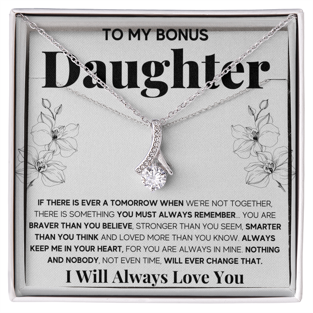 To my bonus daughter necklace, bonus daughter necklace from stepdad, step daughter necklace, step daughter from mom - ON CLOUD NINE GIFTS