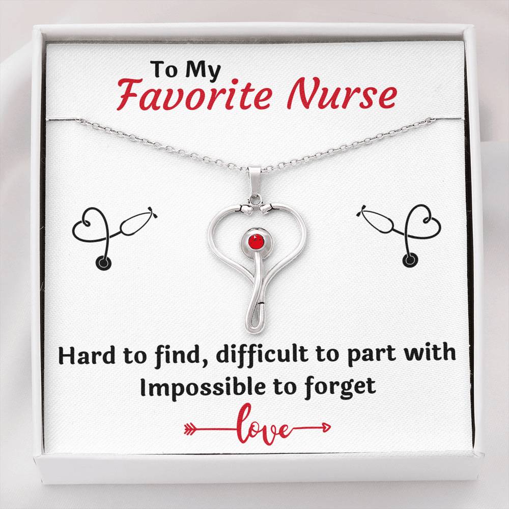 TO MY FAVORITE NURSE STETHOSCOPE NECKLACE GIFT SET - ON CLOUD NINE GIFTS