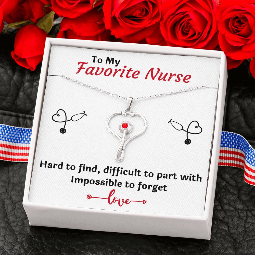 TO MY FAVORITE NURSE STETHOSCOPE NECKLACE GIFT SET - ON CLOUD NINE GIFTS