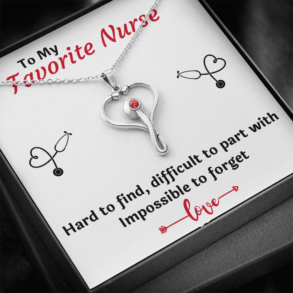 TO MY FAVORITE NURSE STETHOSCOPE NECKLACE GIFT SET - ON CLOUD NINE GIFTS