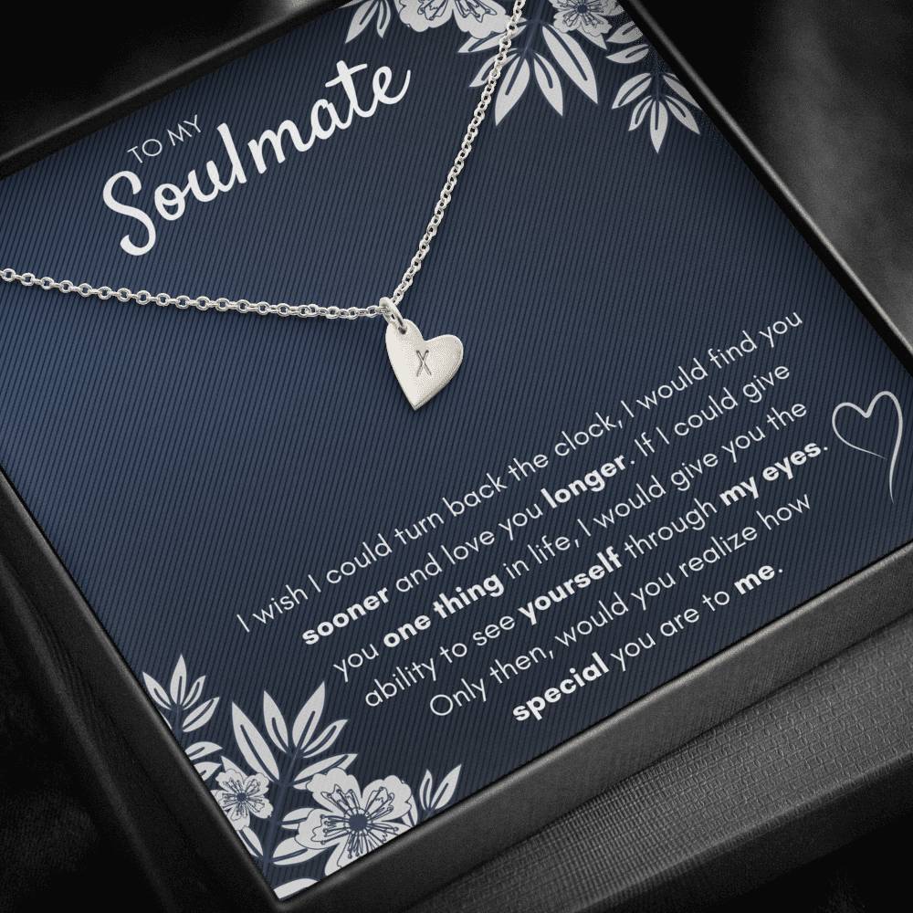 TO MY SOULMATE "FIND YOU SOONER" CUSTOM NAME INITIALS ENGRAVING HEARTS NECKLACE GIFT SET - ON CLOUD NINE GIFTS