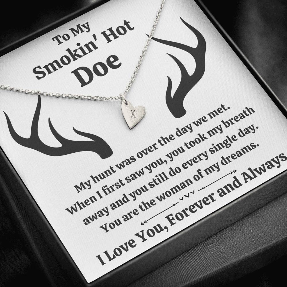 TO MY SMOKIN HOT DOE "DREAMS" CUSTOM NAME INITIALS ENGRAVING HEARTS NECKLACE GIFT SET - ON CLOUD NINE GIFTS