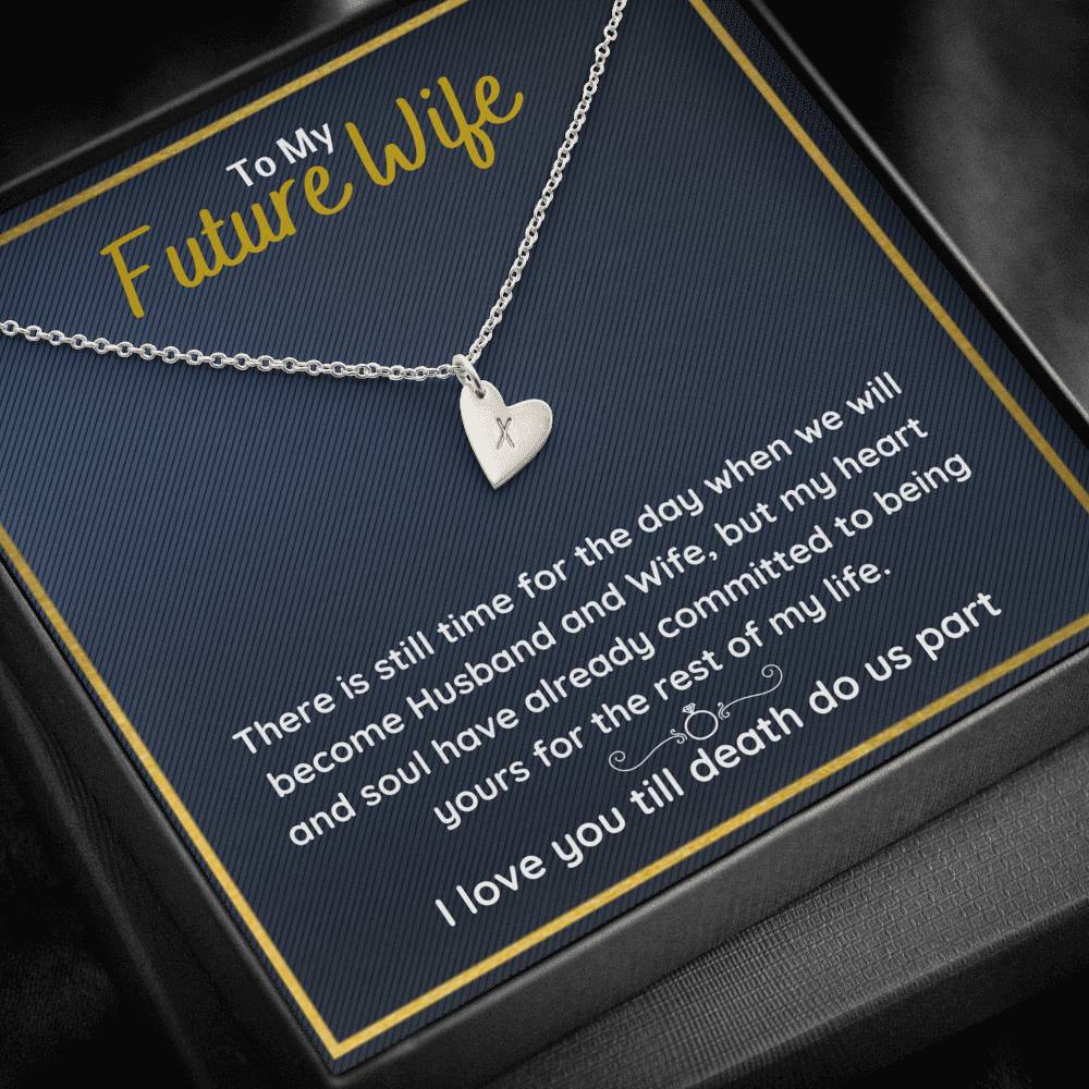 TO MY FUTURE WIFE "COMMITTED" CUSTOM NAME INITIALS ENGRAVING HEARTS NECKLACE GIFT SET - ON CLOUD NINE GIFTS