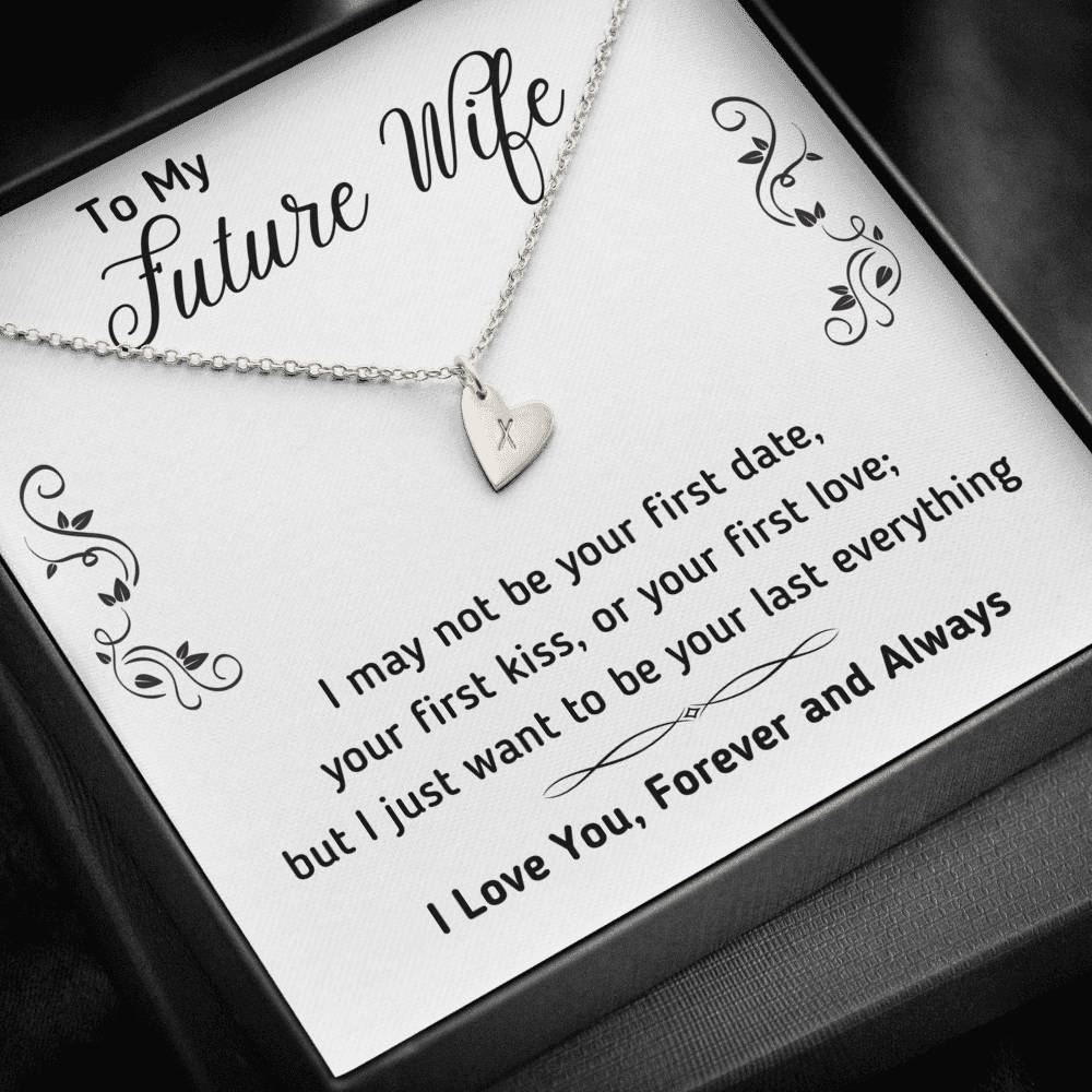 TO MY FUTURE WIFE "LAST EVERYTHING - DECORATION" CUSTOM NAME INITIALS ENGRAVING HEARTS NECKLACE GIFT SET - ON CLOUD NINE GIFTS