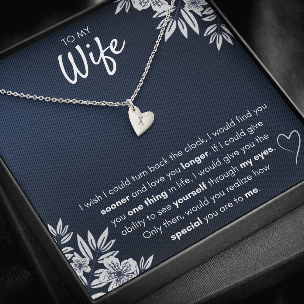 TO MY WIFE "FIND YOU SOONER" CUSTOM NAME INITIALS ENGRAVING HEARTS NECKLACE GIFT SET - ON CLOUD NINE GIFTS