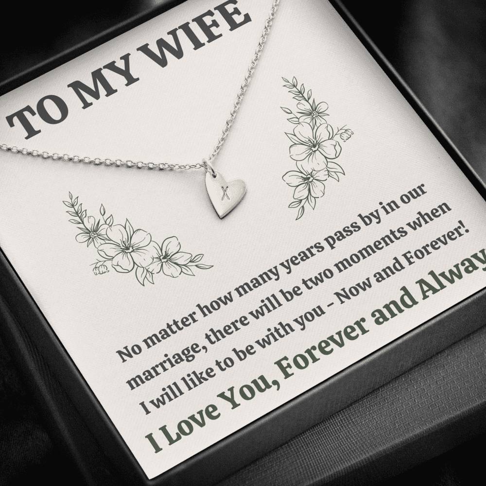 TO MY WIFE "MOMENTS" CUSTOM NAME INITIALS ENGRAVING HEARTS NECKLACE GIFT SET - ON CLOUD NINE GIFTS