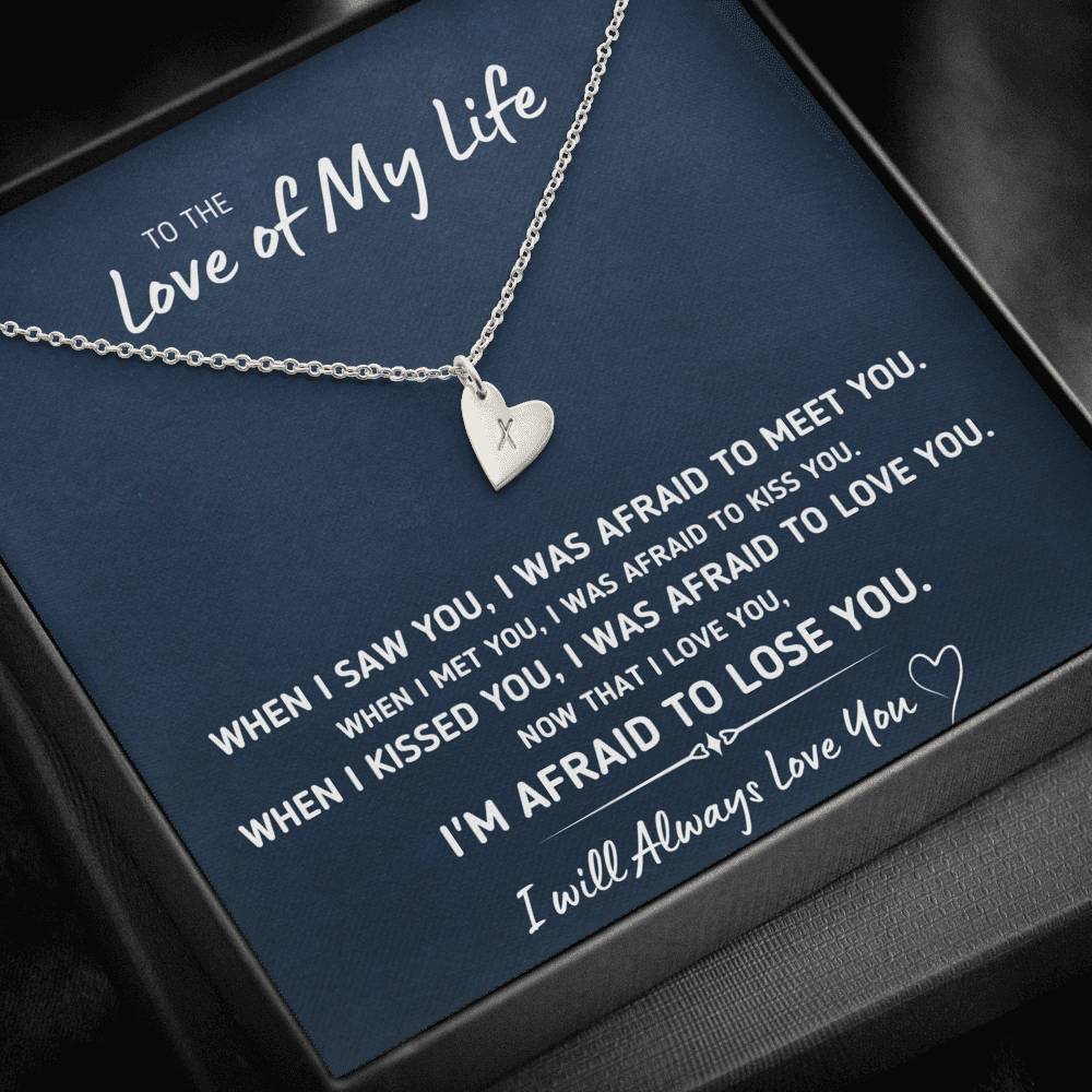 TO THE LOVE OF MY LIFE "AFRAID TO LOSE YOU" CUSTOM NAME INITIALS ENGRAVING HEARTS NECKLACE GIFT SET - ON CLOUD NINE GIFTS