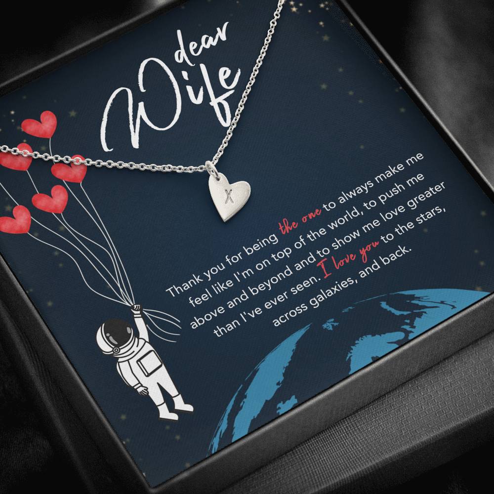 DEAR WIFE "STARS" CUSTOM NAME INITIALS ENGRAVING HEARTS NECKLACE GIFT SET - ON CLOUD NINE GIFTS