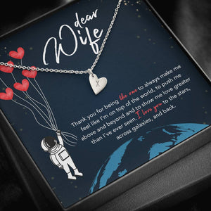 DEAR WIFE "STARS" CUSTOM NAME INITIALS ENGRAVING HEARTS NECKLACE GIFT SET - ON CLOUD NINE GIFTS