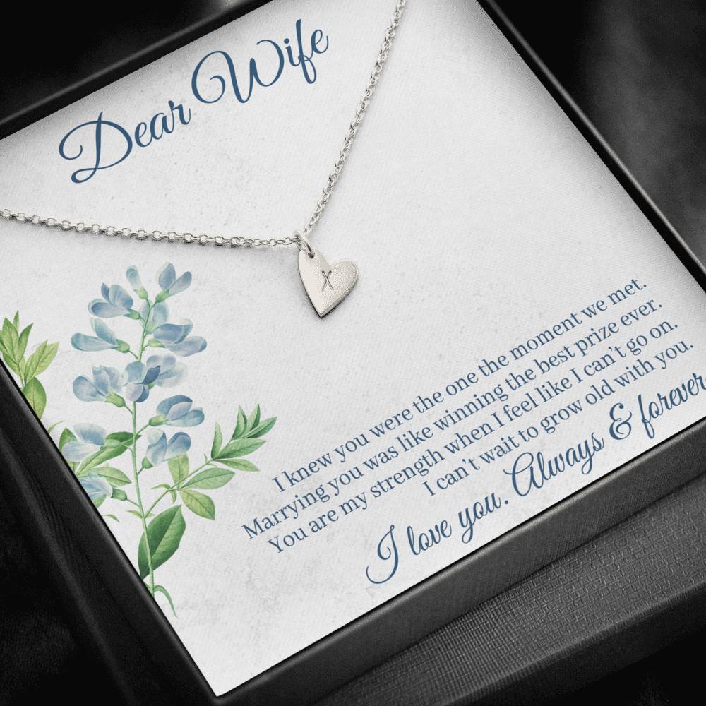 DEAR WIFE "THE ONE" CUSTOM NAME INITIALS ENGRAVING HEARTS NECKLACE GIFT SET - ON CLOUD NINE GIFTS