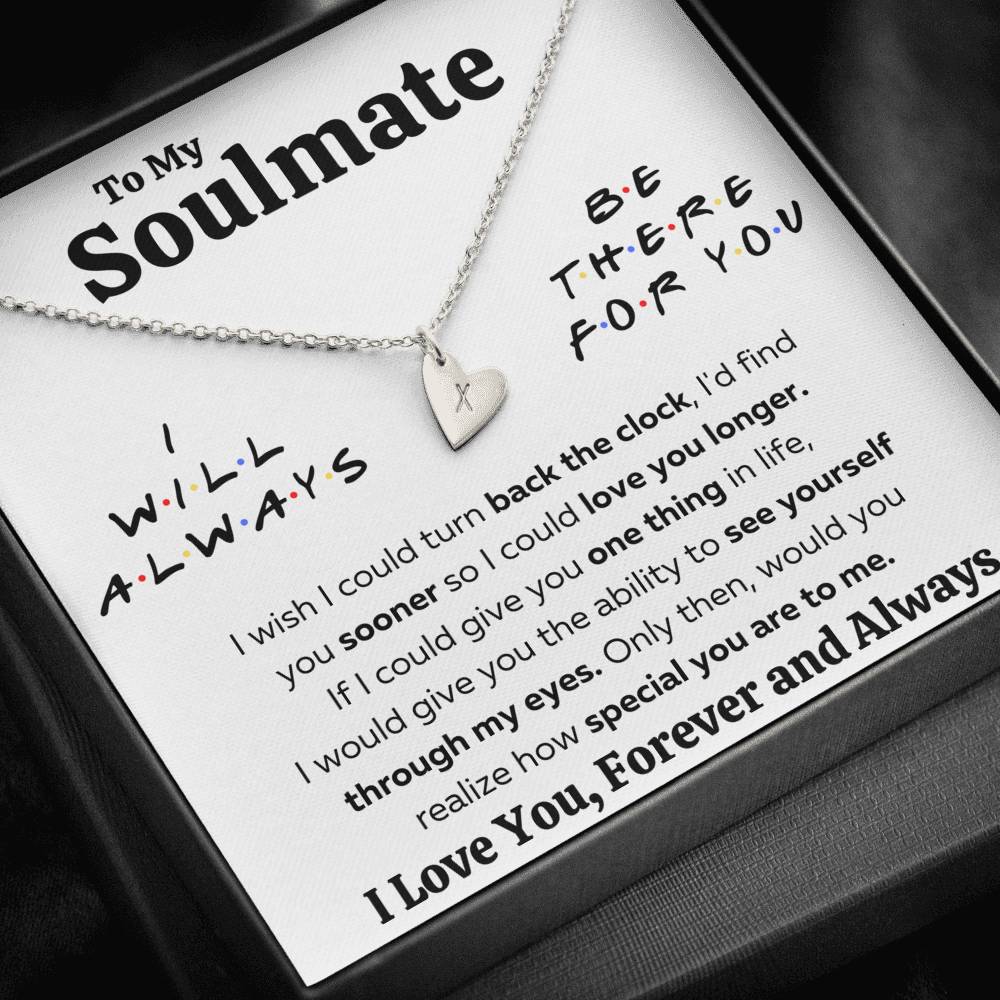 TO MY SOULMATE "THERE FOR YOU - MY EYES" CUSTOM NAME INITIALS ENGRAVING HEARTS NECKLACE GIFT SET - ON CLOUD NINE GIFTS