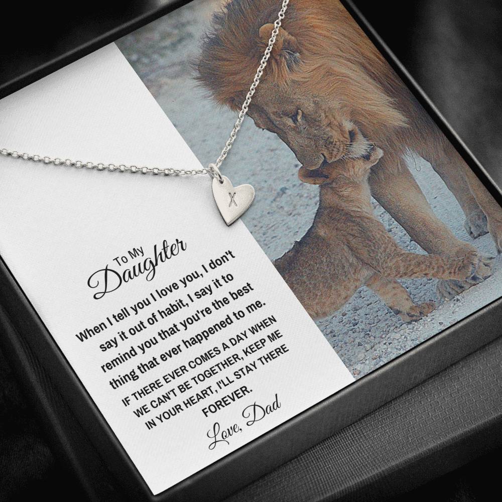 TO MY DAUGHTER "STAY THERE FOREVER" CUSTOM NAME INITIALS ENGRAVING HEARTS NECKLACE GIFT SET - ON CLOUD NINE GIFTS