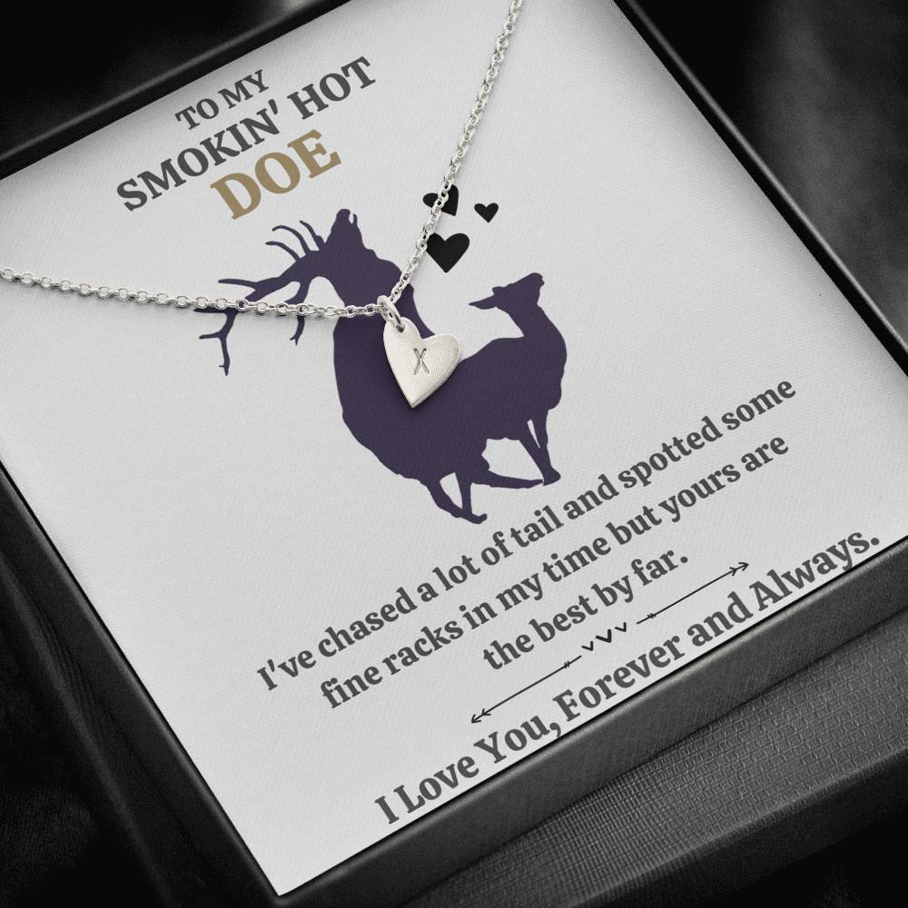 TO MY SMOKIN HOT DOE "TAIL - GOLDEN" CUSTOM NAME INITIALS ENGRAVING HEARTS NECKLACE GIFT SET - ON CLOUD NINE GIFTS