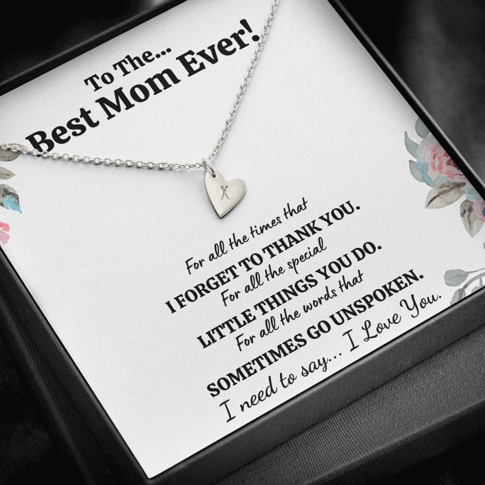 TO THE BEST MOM EVER "FOR ALL" CUSTOM NAME INITIALS ENGRAVING HEARTS NECKLACE GIFT SET - ON CLOUD NINE GIFTS