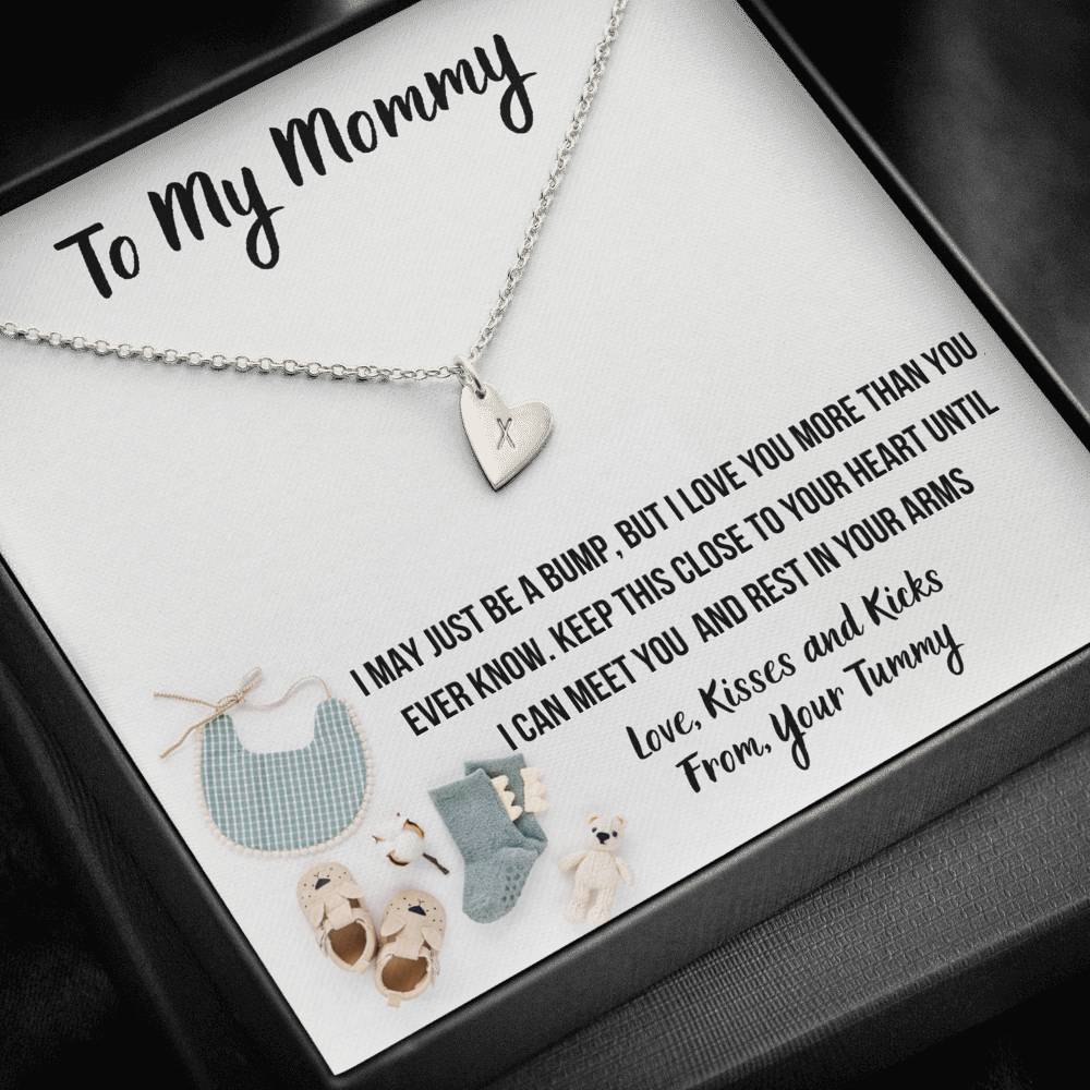 TO MY MOMMY"BABY F" CUSTOM NAME INITIALS ENGRAVING HEARTS NECKLACE GIFT SET - ON CLOUD NINE GIFTS