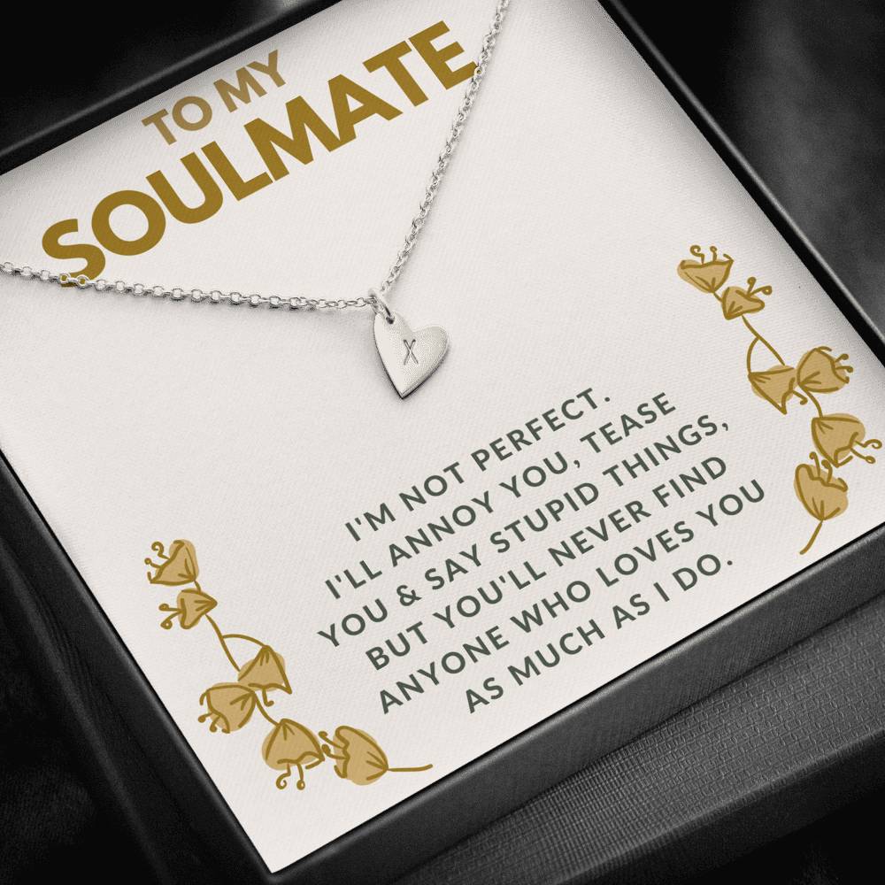 TO MY SOULMATE "TEASE YOU" CUSTOM NAME INITIALS ENGRAVING HEARTS NECKLACE GIFT SET - ON CLOUD NINE GIFTS