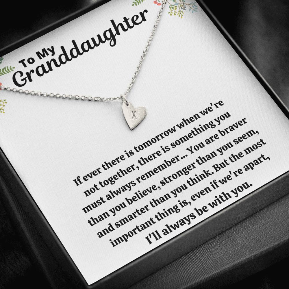 TO MY GRANDDAUGHTER "STRONGER THAN YOU SEEM" CUSTOM NAME INITIALS ENGRAVING HEARTS NECKLACE GIFT SET - ON CLOUD NINE GIFTS