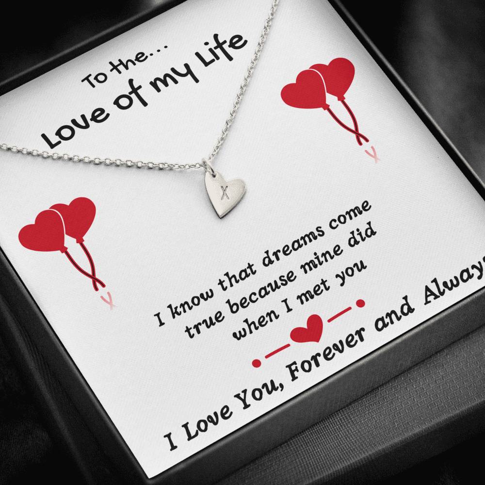 TO THE LOVE OF MY LIFE CUSTOM NAME INITIALS ENGRAVING HEARTS NECKLACE GIFT SET - ON CLOUD NINE GIFTS