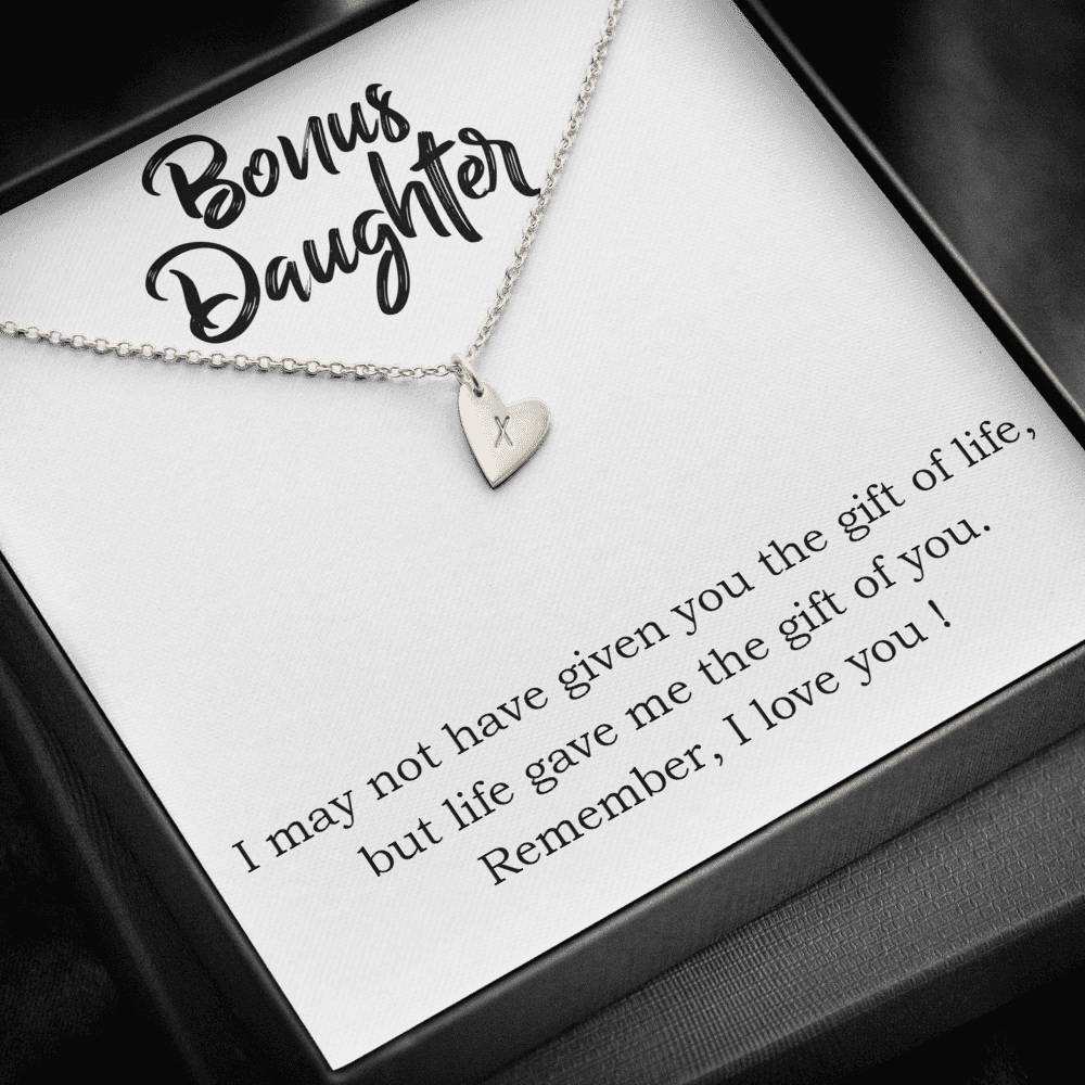 BONUS DAUGHTER "THE GIFT OF YOU" CUSTOM NAME INITIALS ENGRAVING HEARTS NECKLACE GIFT SET - ON CLOUD NINE GIFTS