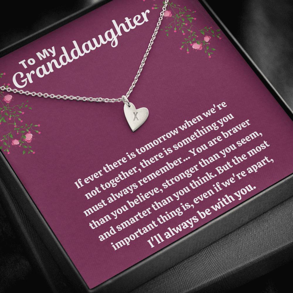 TO MY GRANDDAUGHTER "STRONGER THAN YOU SEEM - PURPLE" CUSTOM NAME INITIALS ENGRAVING HEARTS NECKLACE GIFT SET - ON CLOUD NINE GIFTS