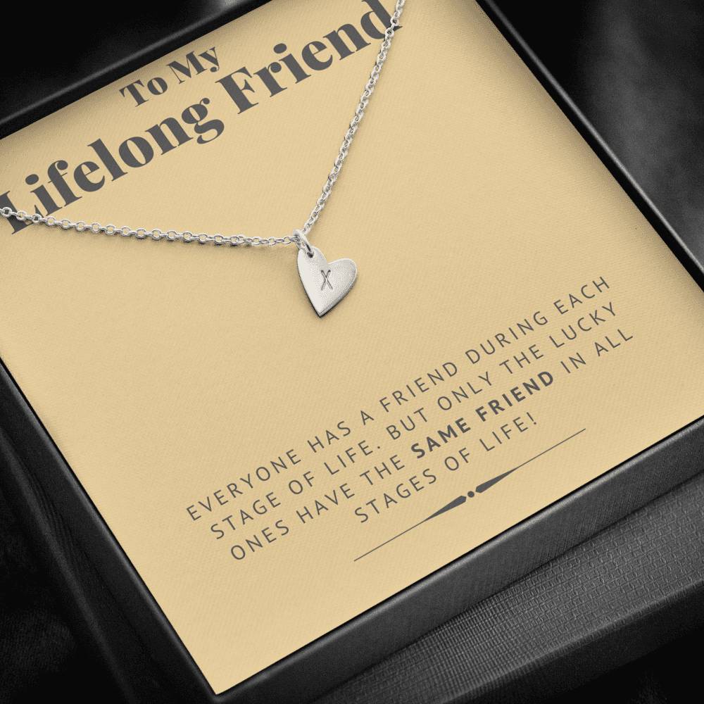TO MY LIFELONG FRIEND "SAME FRIEND" CUSTOM NAME INITIALS HEARTS NECKLACE GIFT SET - ON CLOUD NINE GIFTS